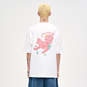 宽松美式 山小川潮牌老虎印花短袖 男t恤夏季 重磅高街纯棉男生衣服