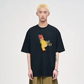 夏季 宽松美式 复古半袖 山小川重磅T恤男短袖 潮牌搞怪嘻哈情侣中袖