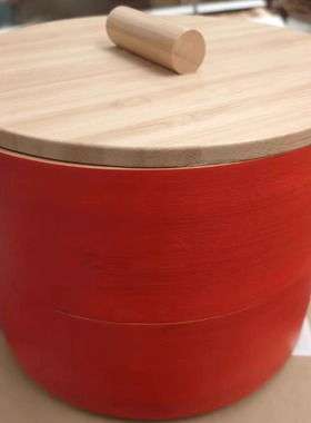 宜家代购弗斯达储物盒红色双层竹春节干货收纳盒储物收纳盒喜庆盒