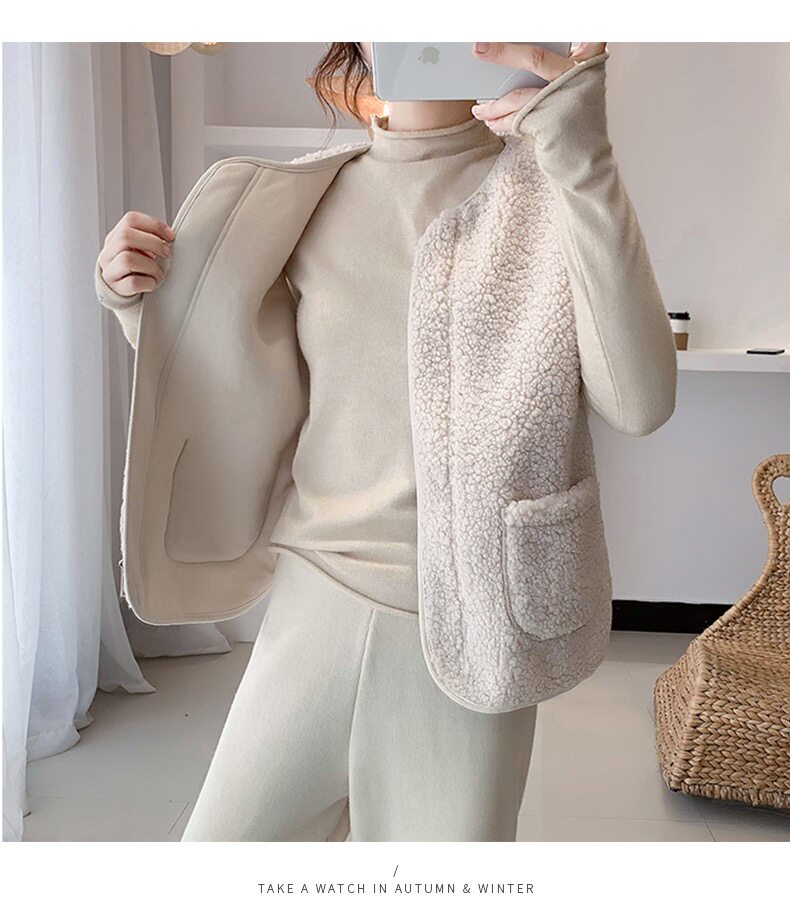 秋冬新款羊羔绒马甲外穿外套