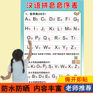 小学一年级下学期汉语拼音音序表26个拼音字母大小写拼音挂图儿童