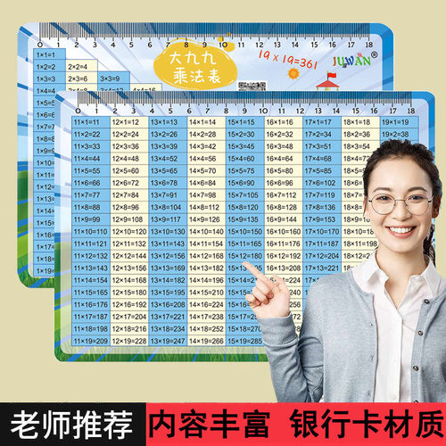 大九九乘法口诀表墙贴19x19