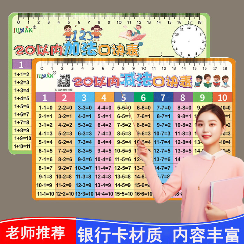 加减法口诀表20以内口算卡