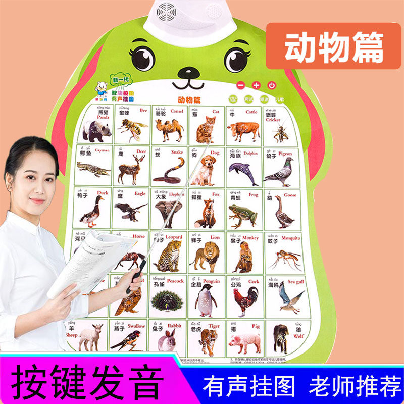 宝宝有声早教挂图动物认知卡
