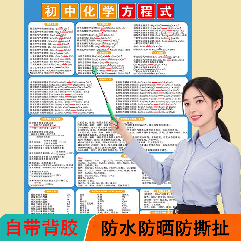化学元素周期表挂图墙贴初三初中化学知识大全海报化学公式方程式