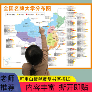 高中名校目标墙挂图大学目标墙贴国防七子名牌大学分布图教室布置