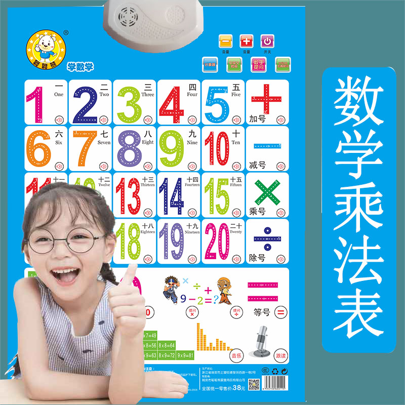 儿童早教有声挂图九九乘除口诀表