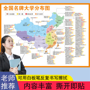 全国名牌大学分布图重点985名校目标墙挂图教室装饰班级文化激励