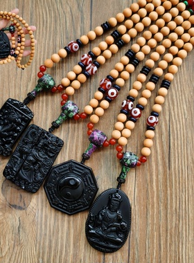 原创佛珠项链崖柏民族风崖柏长款