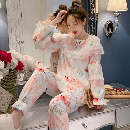睡衣女秋冬珊瑚绒女冬加厚加绒2021年新款法兰绒冬季公主风可爱潮