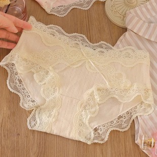 女生女士纯棉三角裤 性感蕾丝边内裤 舒适不卡裆女 一缕阳光 初晨