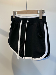 纯棉运动短裤女款夏季外穿2024新款小个子高腰黑色跑步运动裤休闲