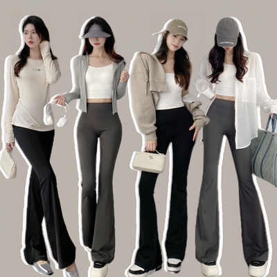 韩国bimilie喇叭鲨鱼裤瑜伽健身裤弹力显瘦显腿长