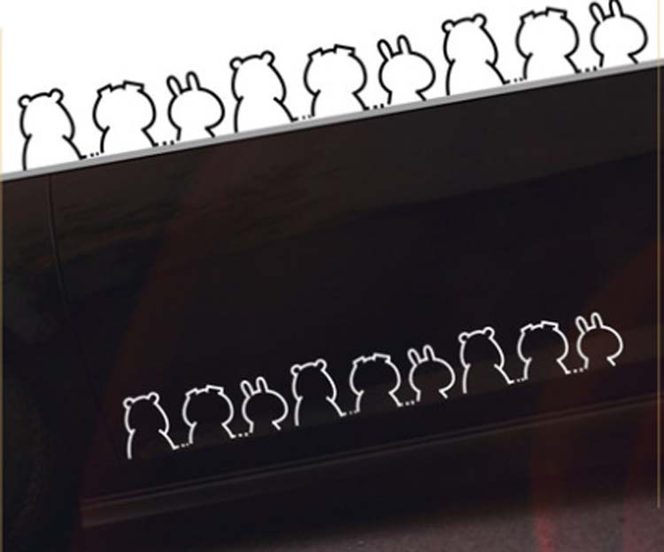 个性创意兔子背影搞笑汽车贴纸 电动车摩托车改装装饰车贴 反光贴