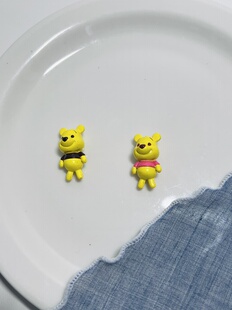 日单绝版迪s尼异色小熊维尼噗噗玩具奶油胶diy配件