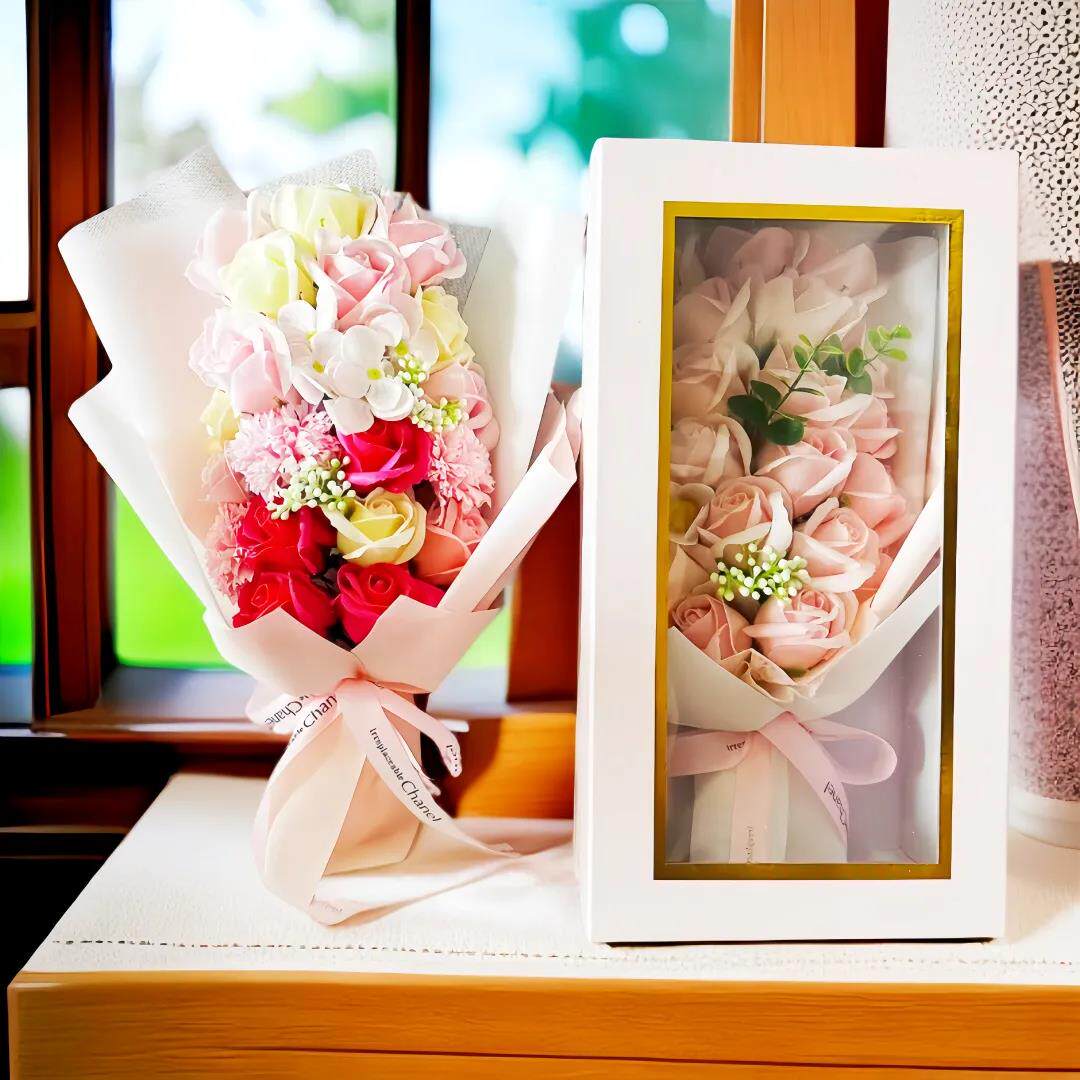 21朵玫瑰香皂花礼盒肥皂花束情人节圣诞节礼物生日礼品跨境