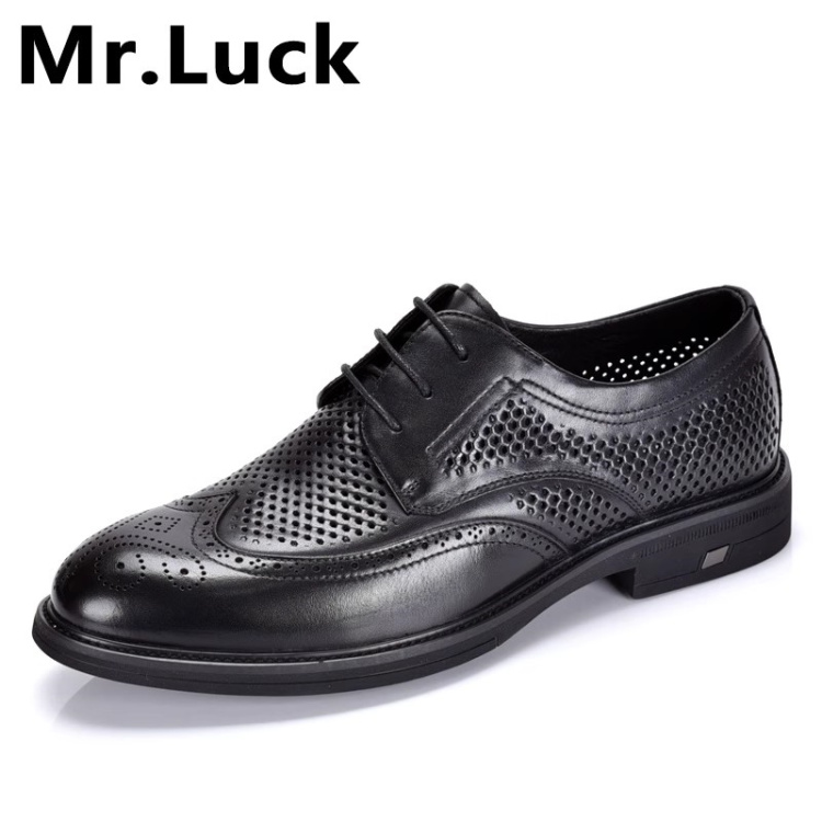 Mr.luck米瑞拉克真皮男鞋头层牛皮透气镂空凉鞋布洛克雕花洞洞鞋