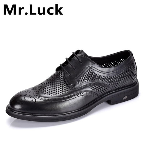 Mr.luck米瑞拉克真皮男鞋头层牛皮透气镂空凉鞋布洛克雕花洞洞鞋