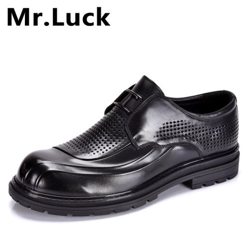 Mr.luck米瑞拉克真皮男鞋头层牛皮透气镂空洞洞鞋正装皮鞋男凉鞋