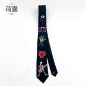 荷囊原创领带刺绣黑色个性 哥特配饰拉链酷jk文艺朋克懒人y2k手掌