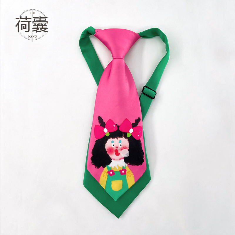 原创双层免打小领带荷囊少女ins