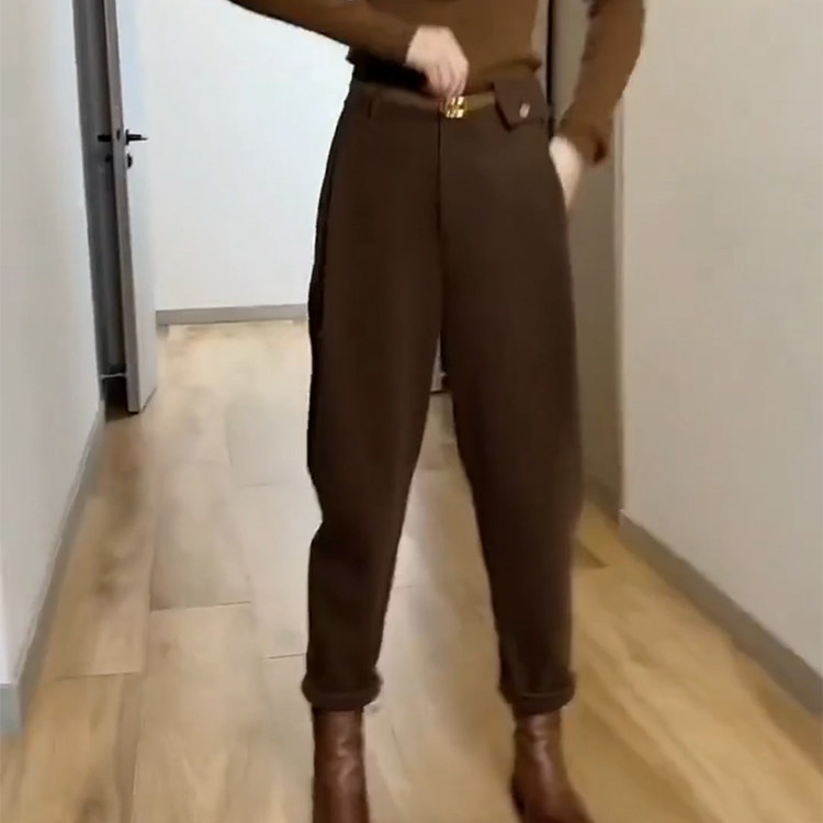 欧货高端哈伦裤女2024年秋冬新款高腰宽松显瘦百搭休闲萝卜西裤潮,女装/女士精品,休闲裤,淘宝优惠券,粉丝福利购,淘宝优惠卷