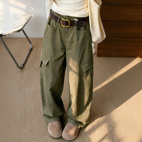 春秋大码女显瘦宽松工装裤
