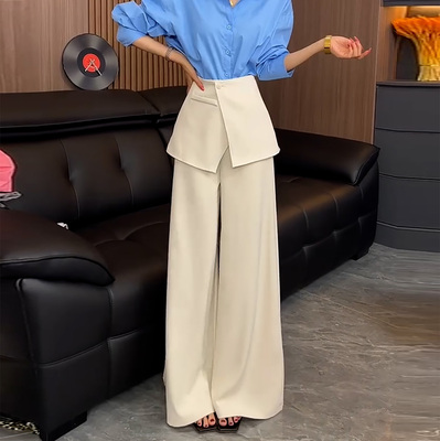 春季新款杏色假两件屁帘裤女