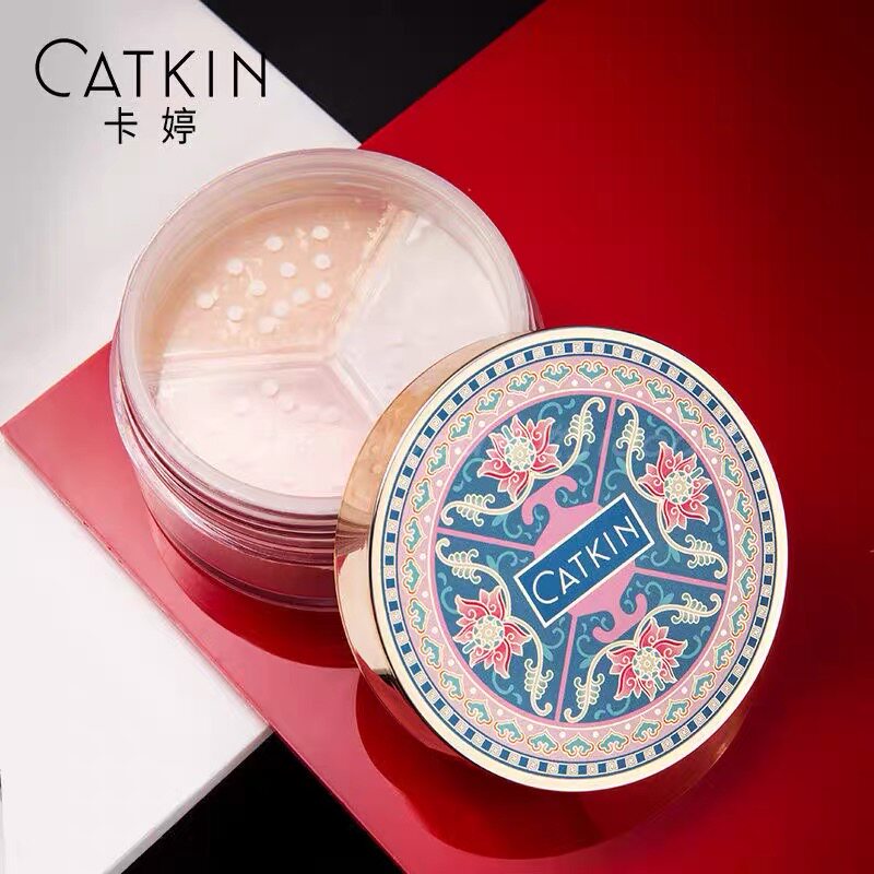CATKIN卡婷三色芙蓉蜜粉散粉定妆粉细腻丝滑控油持久提亮珠光哑光