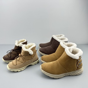 原单撤柜男女童冬季保暖棉鞋中帮轻便软底雪地靴亲子牛反毛皮棉靴