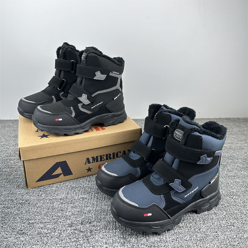 外贸原单出美国男童棉鞋防滑保暖雪地靴儿童冬季全防水加厚棉鞋靴