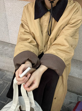 小众表妹中长款韩系复古棉服