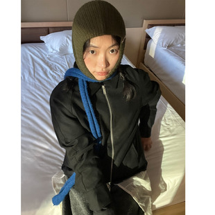 小众表妹复古短款羊毛呢料外套女灯芯绒拼接领中古感春秋两穿上衣