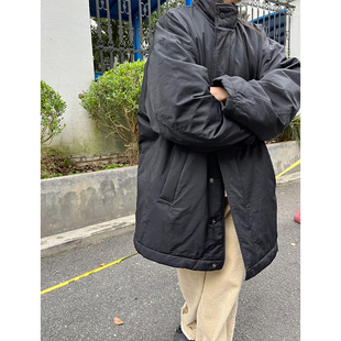 小众表妹黑色立领厚外套棉袄新款 女加厚保暖夹棉棉服外套 棉衣冬季