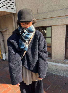 小众表妹 羊羔毛加厚宽松大版卫衣女