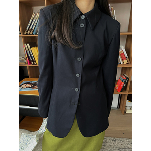 修身 西装 复古休闲小西服日式 中式 黑色秋冬外套 外套女2024初秋新款