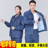 Демисезонный джинсовый комбинезон, износостойкий лонгслив, штаны, увеличенная толщина, защита от ожогов