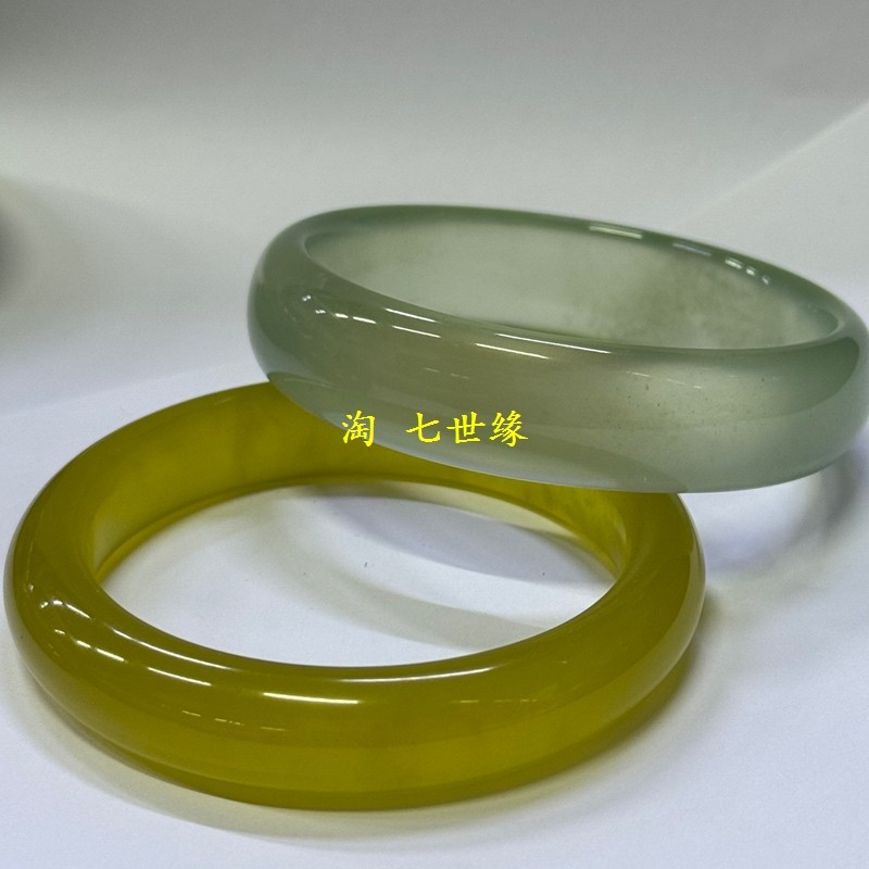 15】50小圈口岫玉手镯 冰透水墨花玉纯色玉镯网红同款一物一图