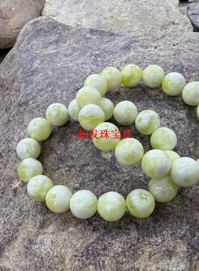 马.招财手链 天然岫玉浅色青提俏色珠子转运福手串男女款礼盒包装