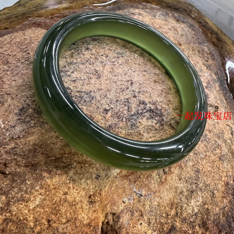 女神节·菠菜绿冰手镯】正品岫玉石高品质女款手镯送证书随机发