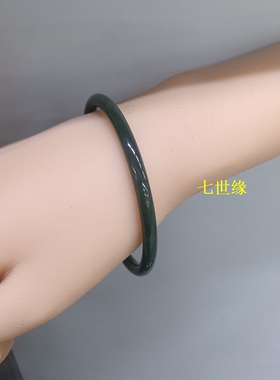 【和田玉叮当】元旦礼青玉女款细条叮当镯玉石正品女士年轻精致款
