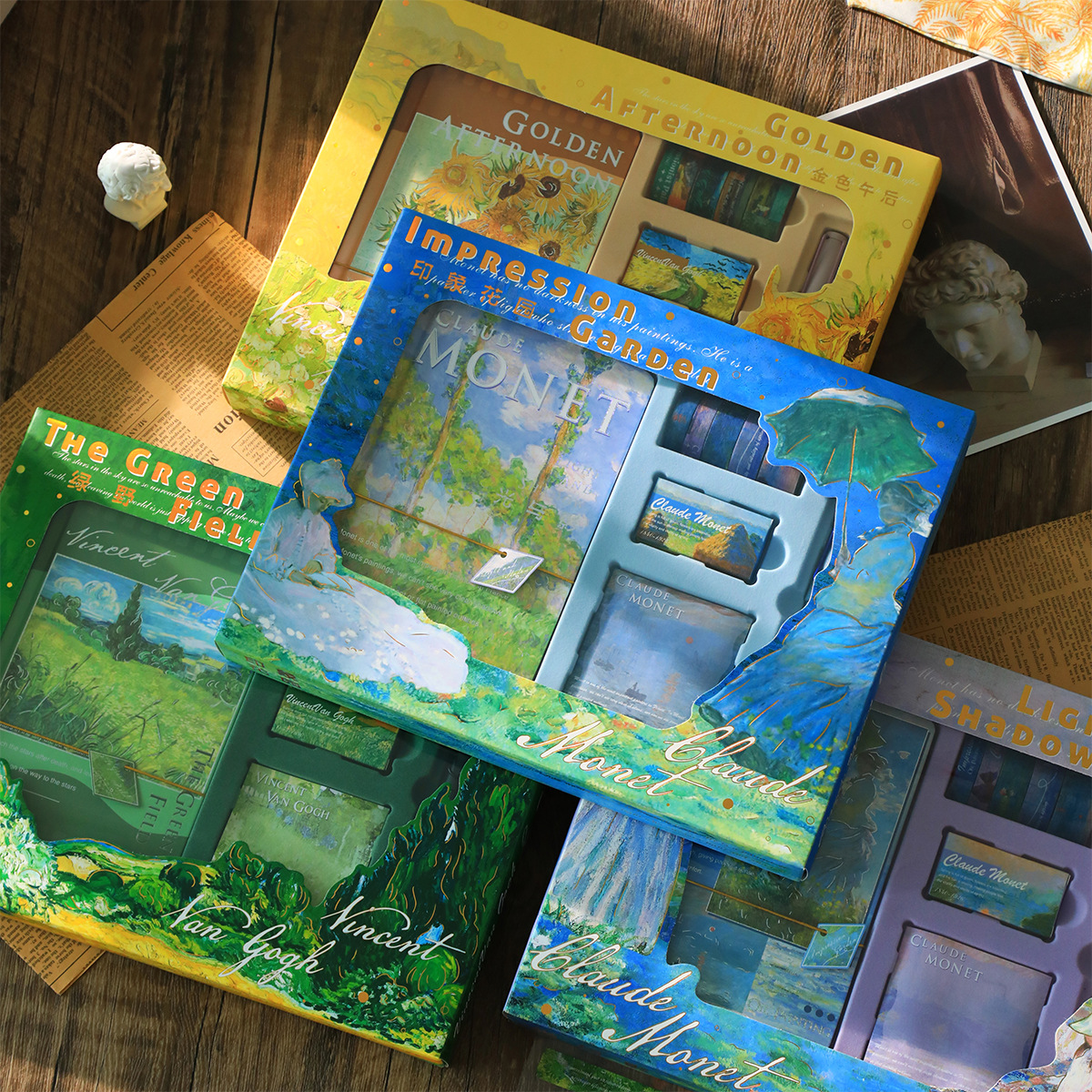 经典莫奈梵高油画系列手账礼盒套装升级版创意复古笔记本礼物