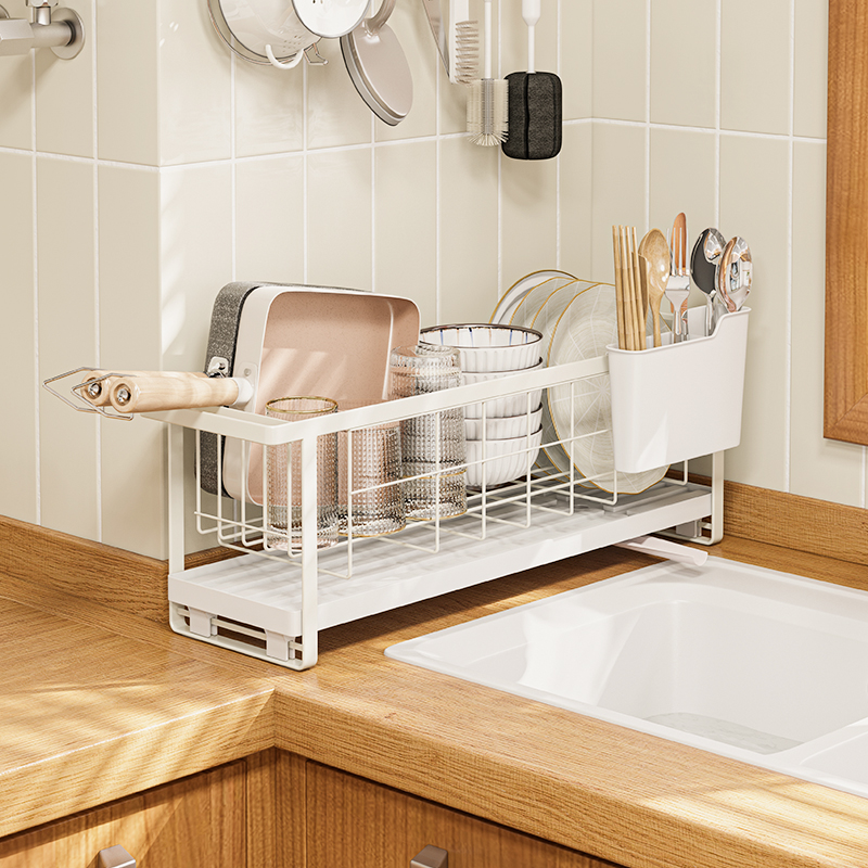 森花小型放碗筷置物架厨房家用台面小尺寸碗柜碗碟收纳沥水碗架
