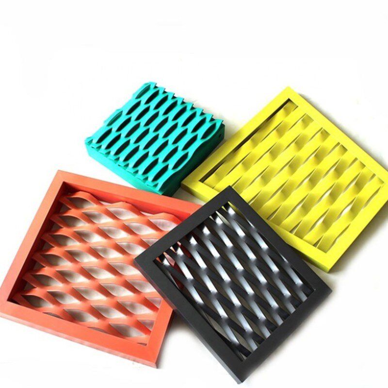 拉伸铝网菱形孔白色铝网板吊顶学校走廊过道办公室外墙装饰铝单板