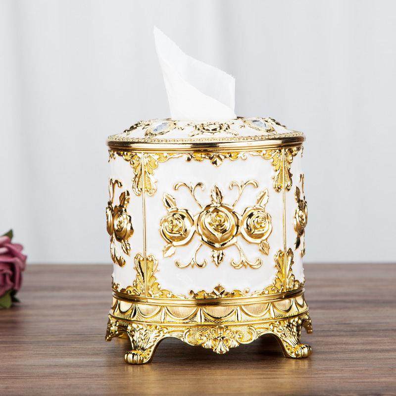 纸巾筒欧式抽纸盒时尚茶几卷纸盒客厅圆桶餐巾盒圆型纸巾桶纸巾盒