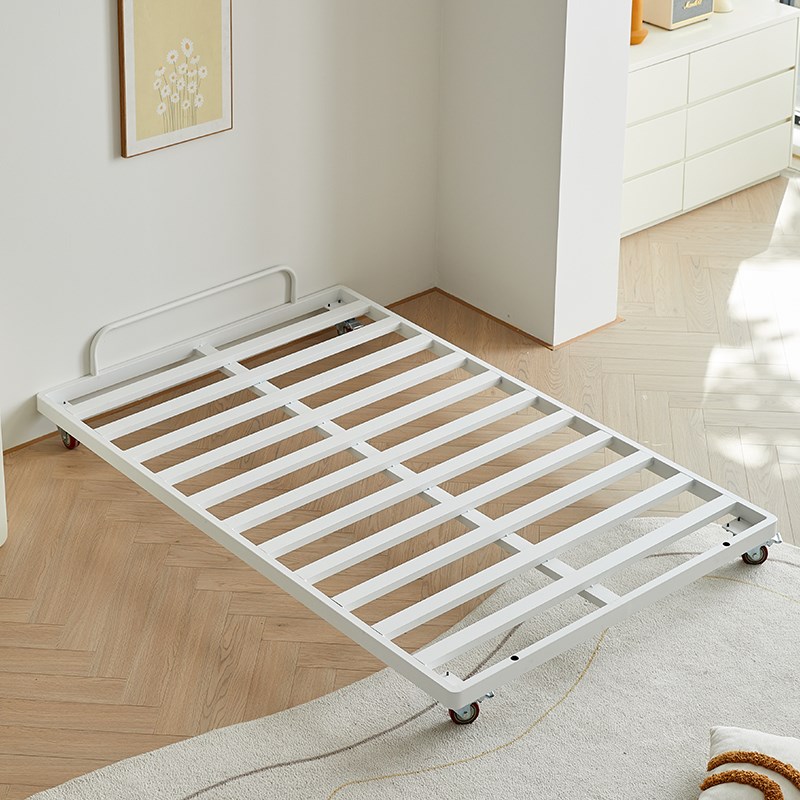 可移动带轮单人铁艺床架简约家用宿舍出租1m床架小户型铁架床铁床