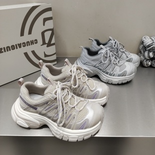 2026春款 欧货老爹鞋 休闲运动女鞋 网透气拼接韩版 拼接增高百搭 四季