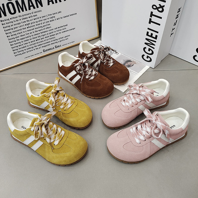 TTRR正品芒果头复古德训鞋2026春款平底绑带磨砂皮拼接休闲女鞋潮,女鞋,棉鞋,淘宝优惠券,粉丝福利购,淘宝优惠卷