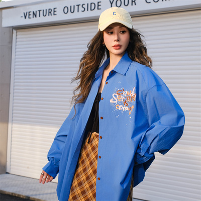 CLOUDSEASON蓝调时刻衬衫2026新款春蓝色衬衫女上衣女设计感小众