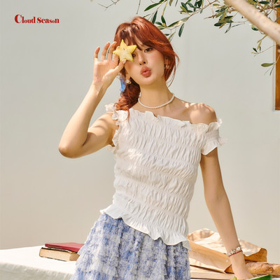 云朵棉花木耳边上衣女
